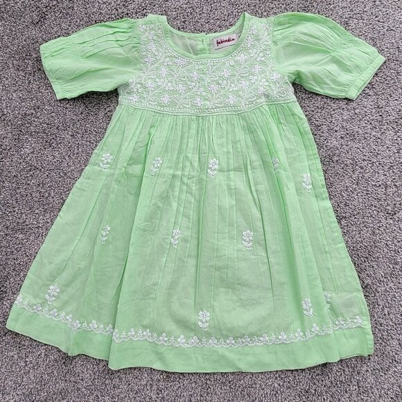 Fabindia Lime Green Lightweight Dress 4-5 - Picture 1 of 11